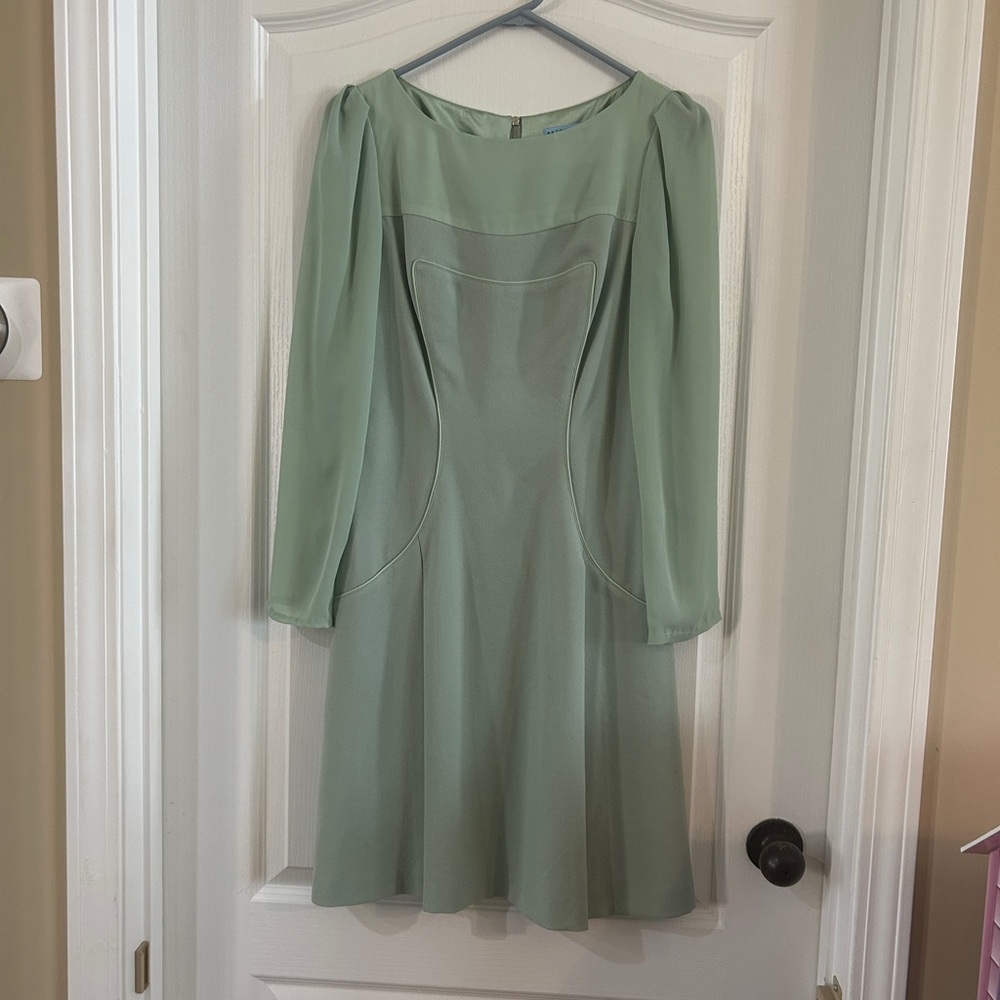 ANTONIO MELANI Sage Green Long-Sleeve Fit-and-Flare Dress